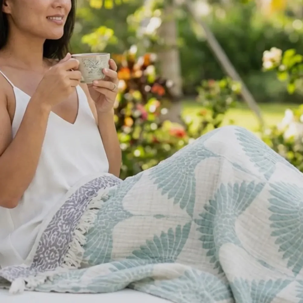 Flock Birds in Flight Cranes Throw Blanket 55x77 Luxury 100% Turkish Cotton NAVY - Picture 14 of 16